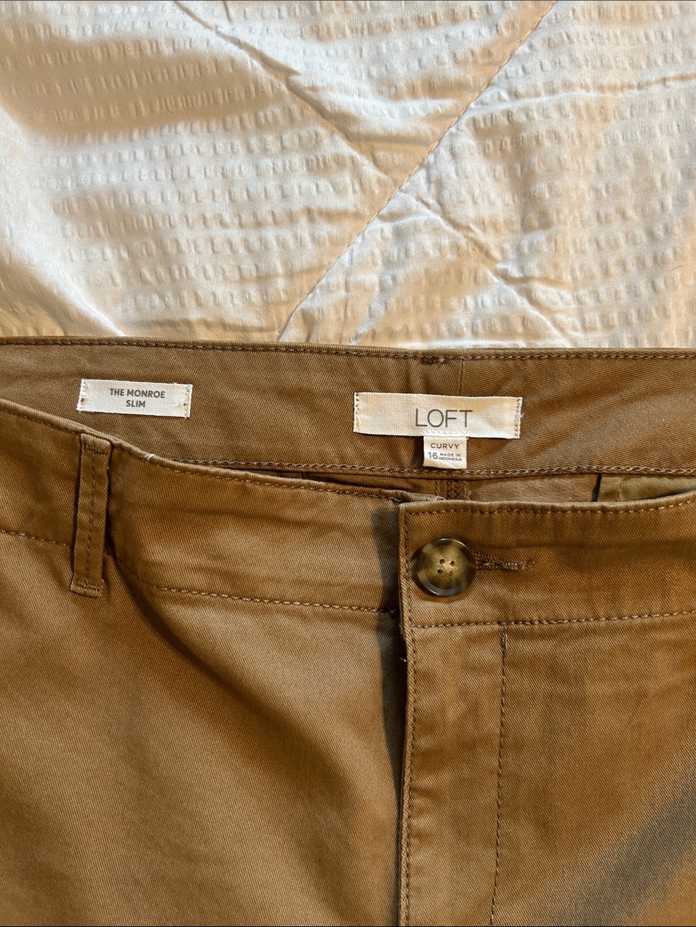 LOFT Monroe Curvy Brown Chino Ankle Pants - Sz 16 - Excellent Condition - Picture 4 of 8
